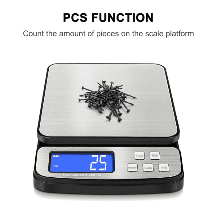 Digital Shipping Postal Scale - 88Lb X 0.1Oz, Stainless Steel Platform, 5 Units, Hold/Tare/Pcs Counting, Easy Calibration, Large LCD, Scale for Packages, All-In-1 Shipping Scale - Image 6