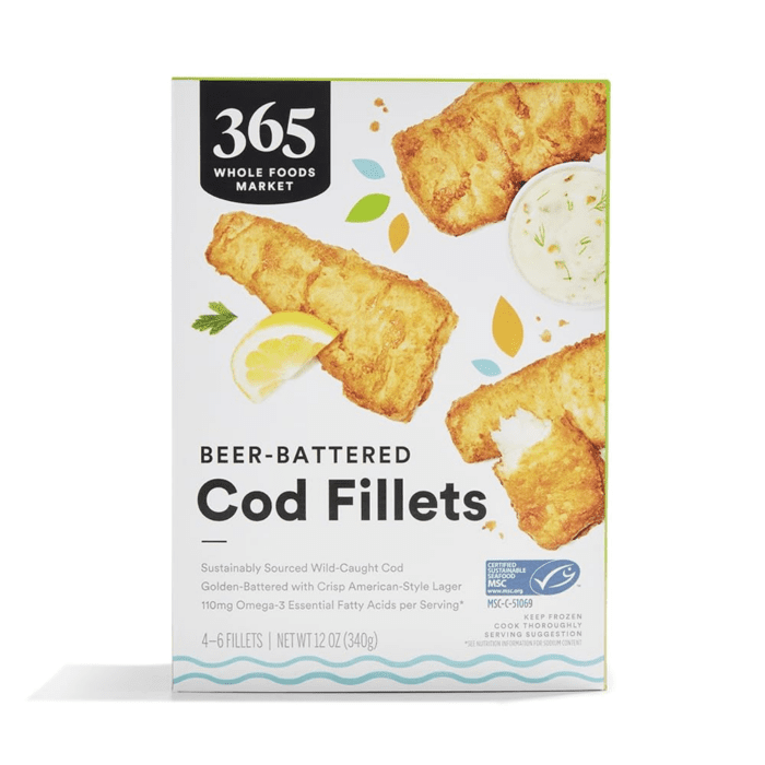 , Cod Fillet Breaded Beer Wild Frozen MSC, 12 Ounce