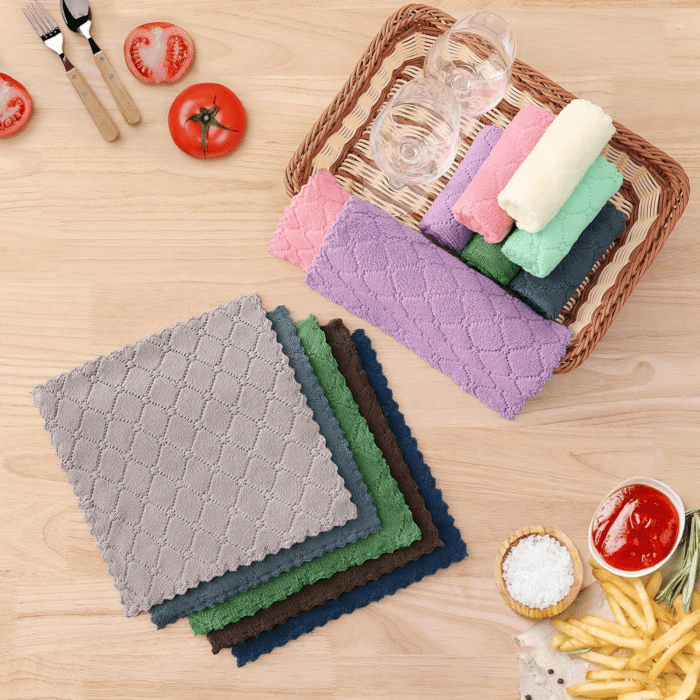 12 Pack Kitchen Dish Cloths (10 X 10 Inches, Grey), Super Soft and Absorbent Coral Velvet Dish Towels, Nonstick Oil Fast Drying Microfiber Cleaning Cloth, No Lint Household Dishcloths - Image 6