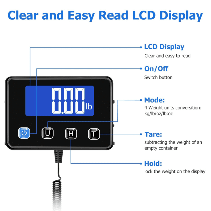 Shipping Scale, 440 Lbs/0.35Oz High Accurate Digital Postal Scale with Hold/Tare Function, Shipping Scale for Small Business, Packages, Luggage, Home Use, Battery & Charging Cable Include - Image 3