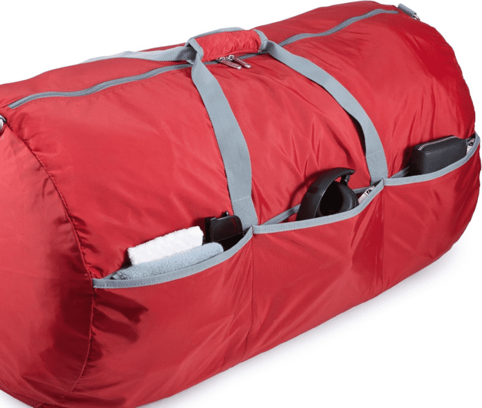 Large Duffel Bag (100L) for Travel, Travel Bag, with Multiple Zippered Pockets, Lightweight yet Durable Nylon Material, 50-Pound Weight Capacity, Red, 32.5"L X 17"W X 11.5"H - Image 5