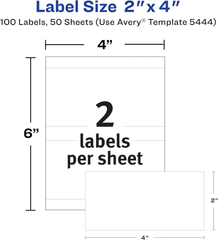 Printable All-Purpose Removable Labels, 2" X 4", White Labels, Write or Print, Great for Organization Projects, 100 Customizable Blank Labels (5444) - Image 3