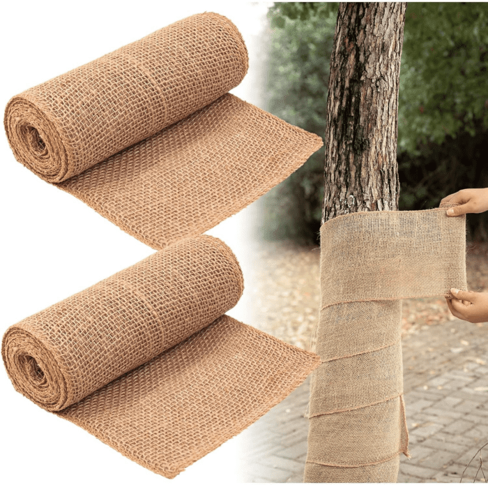 2 Rolls Burlap Tree Protector Wraps, 7.8" × 9.8' Winter Tree Trunk Guards Protector Wrap Burlap Fabric Garden Plants Tree Wrap Antifreeze Bandage Bark Protector Wrap for Keeping Warm and Moisturizing