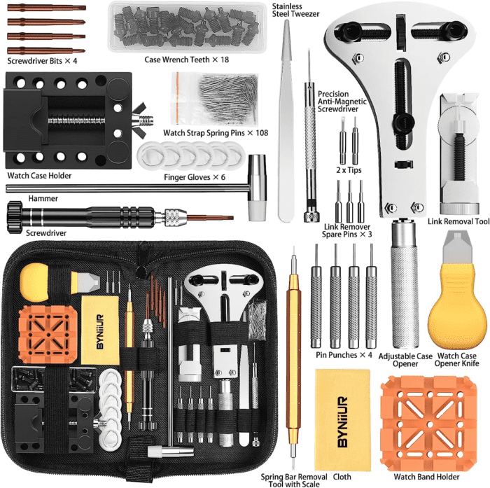 Watch Link Removal Kit,  Watch Repair Kit, Watch Case Opener Spring Bar Tools, Watch Battery Replacement Tool Kit, Watch Band Link Pin Tool Set with Carrying Case and Instruction Manual - Image 7