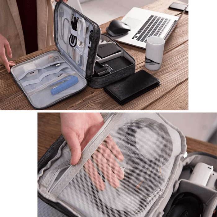 Electronics Organizer,  Electronic Accessories Bag Travel Cable Organizer Three-Layer for Ipad Mini, Kindle, Hard Drives, Cables, Chargers - Image 5