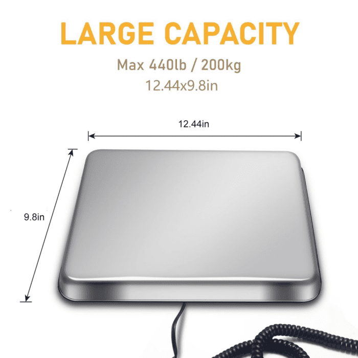 440Lbs X 0.2Oz High Accuracy Digital Postal Scale with Hold, Count and Tare Function, Shipping Scale for Packages/Postage/Luggage/Small Business, Battery and AC Adapter Powered - Image 5