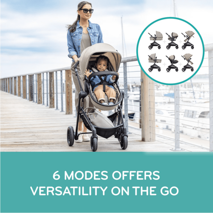 Pivot Modular Travel System with Litemax Infant Car Seat with Anti-Rebound Bar (Desert Tan) - Image 6