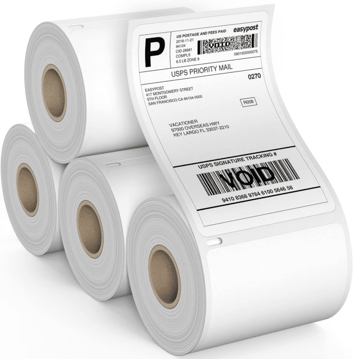 Thermal Shipping Labels Compatible with Dymo Labelwriter 4XL 1744907 4X6 Internet Postage Labels, Water Resistant, Strong Adhesive, Perforated, 220 per Roll, NOT for 5XL (4 Pack)