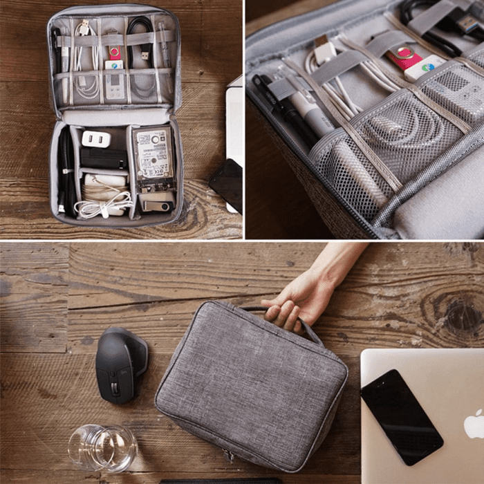 Electronics Organizer,  Electronic Accessories Bag Travel Cable Organizer Three-Layer for Ipad Mini, Kindle, Hard Drives, Cables, Chargers - Image 7