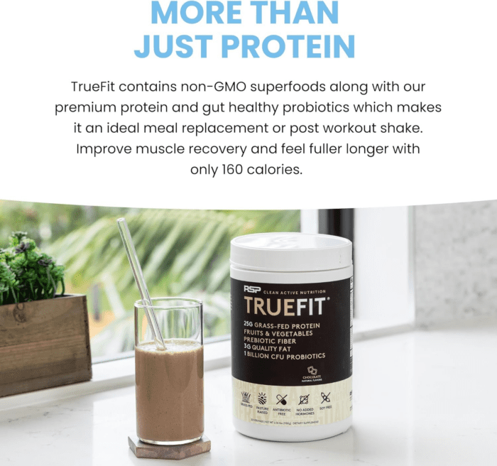 Truefit Gut Healthy Protein Powder, Grass-Fed Whey Meal Replacement Shake with Prebiotics, Probiotics, & Organic Superfoods, Keto Friendly, Gluten Free - Image 5