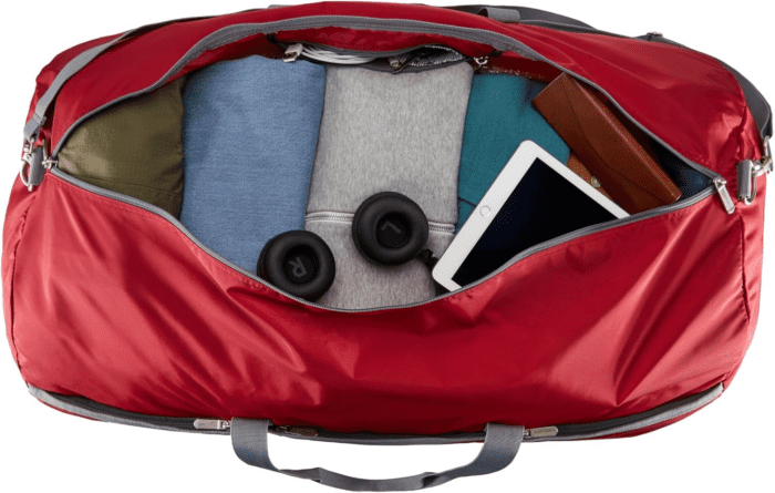 Large Duffel Bag (100L) for Travel, Travel Bag, with Multiple Zippered Pockets, Lightweight yet Durable Nylon Material, 50-Pound Weight Capacity, Red, 32.5"L X 17"W X 11.5"H - Image 4