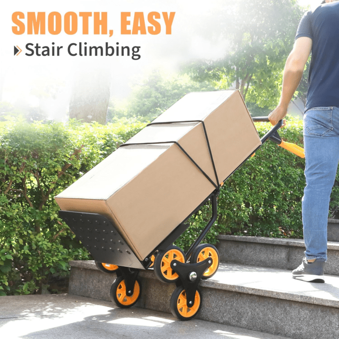 330Lbs Folding Hand Truck Stair Climbing Dolly, 3 Wheel Dolly Cart with Wheels, Stair Climbing Cart Include Bungee Cords - Image 7