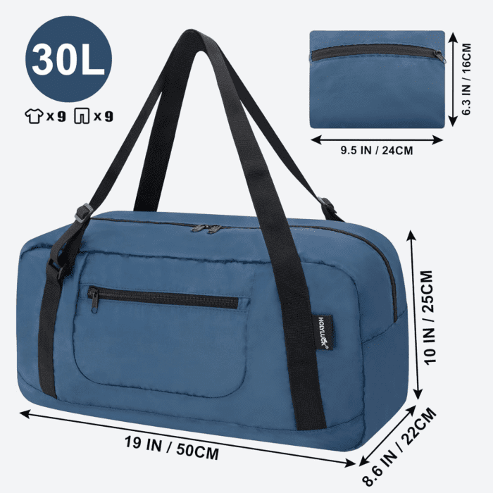 Foldable Travel Duffel Bag for Women & Men Luggage Great for Gym - Airforce Blue - Image 2