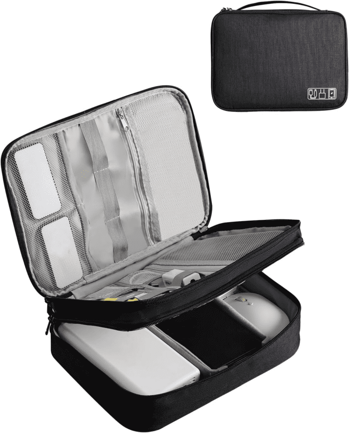 Electronics Organizer,  Electronic Accessories Bag Travel Cable Organizer Three-Layer for Ipad Mini, Kindle, Hard Drives, Cables, Chargers