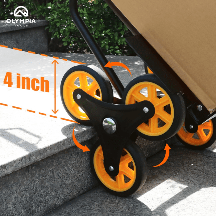 330Lbs Folding Hand Truck Stair Climbing Dolly, 3 Wheel Dolly Cart with Wheels, Stair Climbing Cart Include Bungee Cords - Image 3