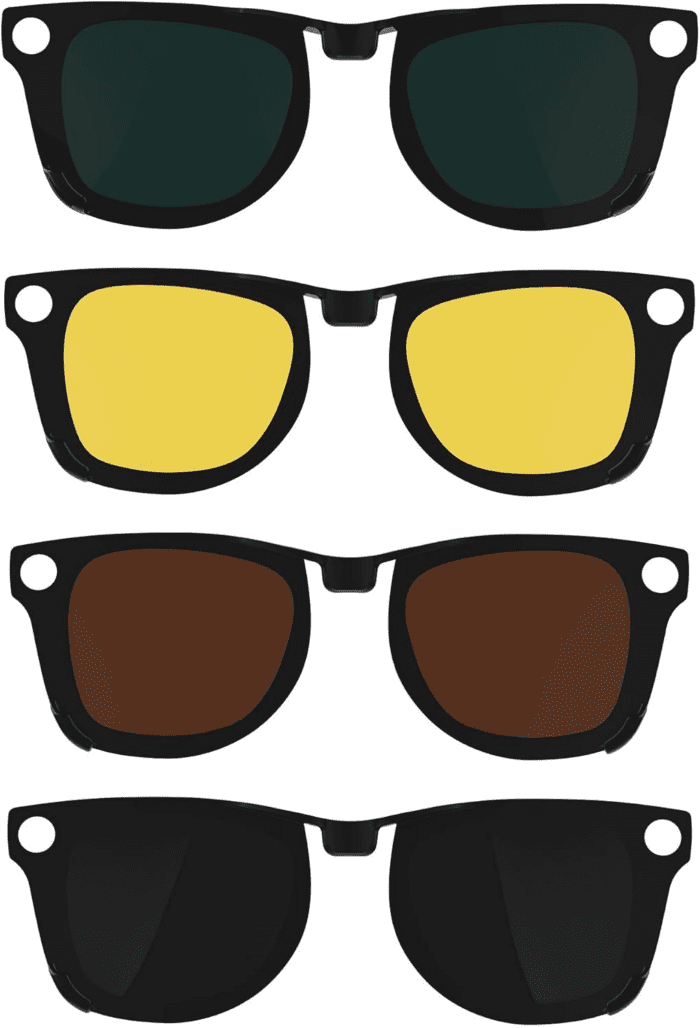 4Pcs Polarized Clip for Ray-Ban Meta Wayfarer Smart Glasses (Size M), Discoloration Clips Compatible with Ray-Ban Meta Wayfarer Protect Your Eyes, Cool and Fashion (Black+Green+Brown+Yellow)