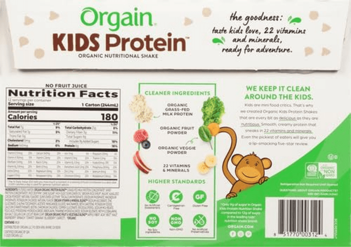 Organic Kids Nutritional Protein Shake, Chocolate, Healthy Kids Snacks, 8G Dairy Protein, 3G Fiber, 22 Vitamins & Minerals, No Soy Ingredients, Gluten Free, Non-Gmo, 8.25 Fl Oz (Pack of 12) - Image 3