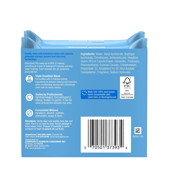 Makeup Remover Wipes, Ultra-Soft Cleansing Facial Towelettes for Waterproof Makeup, Alcohol-Free, Plant-Based, 50 Count (2 Packs of 25) - Image 7