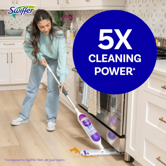 Powermop Multi-Surface Mop Kit for Floor Cleaning, Includes Powermop, 2 Mopping Pad Refills, 1 Cleaning Solution with Fresh Scent and 2 Batteries - Image 3