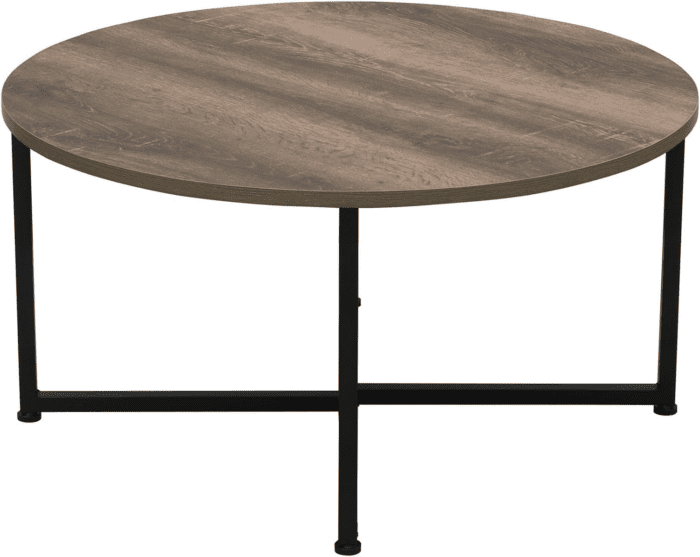 Jamestown round Coffee Table Ashwood Rustic Wood Grain and Black Metal 31.5 X 31.5, Taupe - Image 9