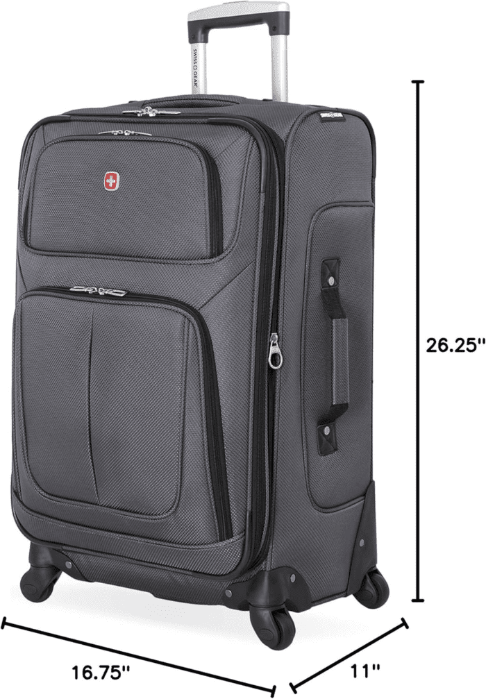 Sion Softside Expandable Luggage, Dark Grey, Checked-Medium 25-Inch - Image 10