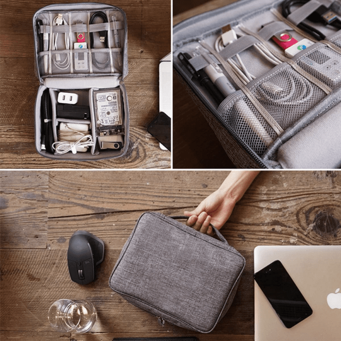 Electronics Organizer,  Electronic Accessories Bag Travel Cable Organizer Three-Layer for Ipad Mini, Kindle, Hard Drives, Cables, Chargers - Image 5