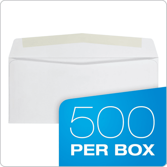 #10 Envelopes, Letter Size White Mailing Envelopes, 4-1/8X9-1/2 Inch, No Window Business Envelopes, Gummed Closure, 500/Box (QUA90020) - Image 6