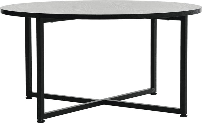 Jamestown round Coffee Table Black Oak Wood Grain and Black Metal - Image 6