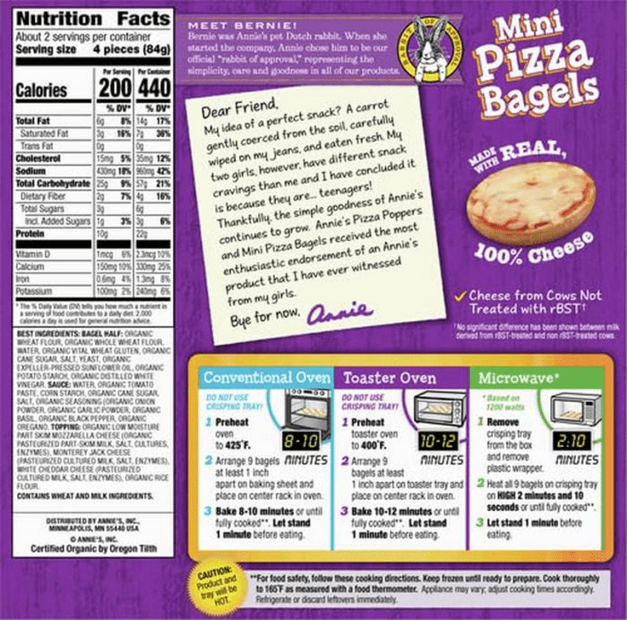 Annie'S Three Cheese Mini Frozen Pizza Bagels, 9 Bagels, 6.65 Oz - Image 2