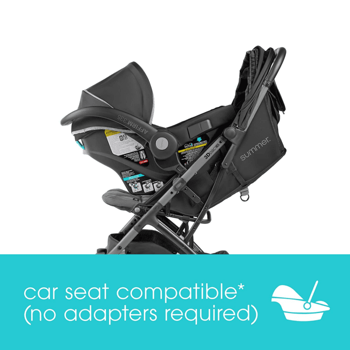 3Dpac CS Compact Stroller, Black – Car Seat Adaptable Baby Lightweight Stroller with Convenient One-Hand Fold, Reclining Seat and Extra-Large Canopy - Image 3