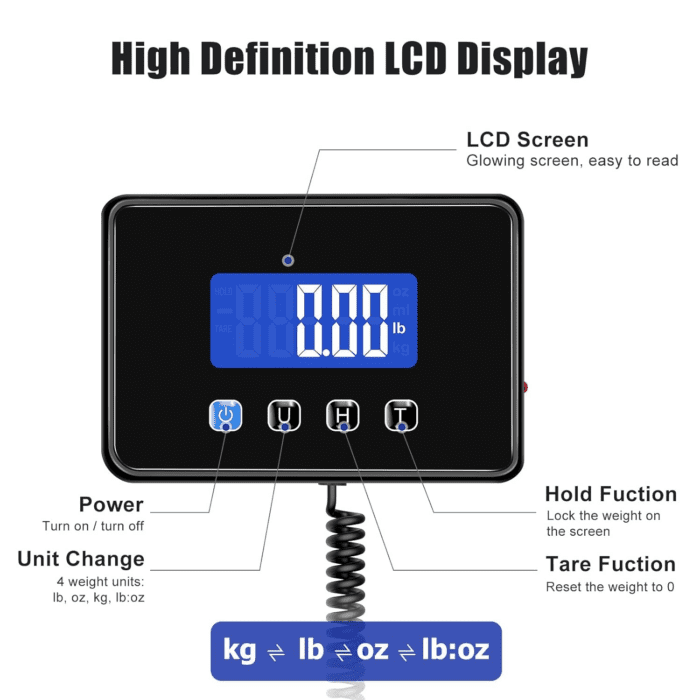 Shipping Scale, 660Lbs Heavy Duty Digital Postal Scale for Packages, 0.35Oz High Accurate Postage Scale for Small Business, Luggage, Home Use, Battery & Charging Cable Include - Image 3