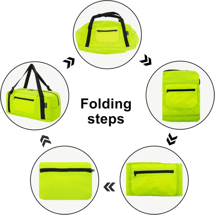 Foldable Travel Duffel Bag for Women & Men Luggage Great for Gym - Fluorescent Yellow - Image 5