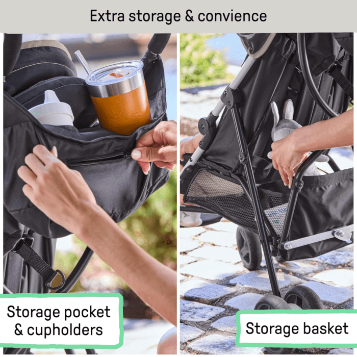 Summer by  3D Mini Convenience Stroller – Lightweight Stroller with Compact Fold, Multi-Position Recline, Canopy with Pop Out Sun Visor – Umbrella Stroller for Travel and More, Cashew Tan - Image 3