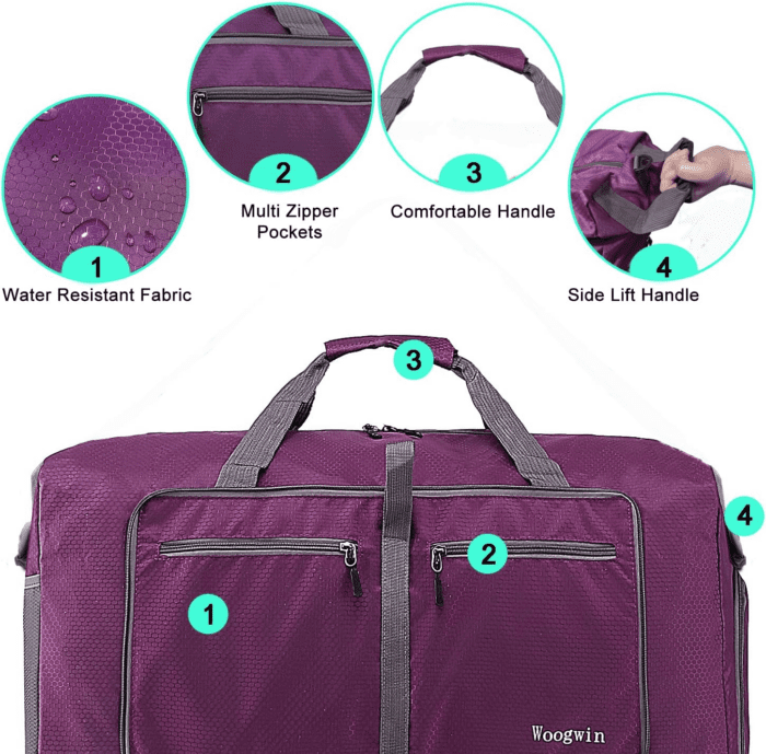 Travel Duffel Bag Large Foldable Waterproof Overnight Bag for Beach Swim Bags Pool Sports Gym - Image 3