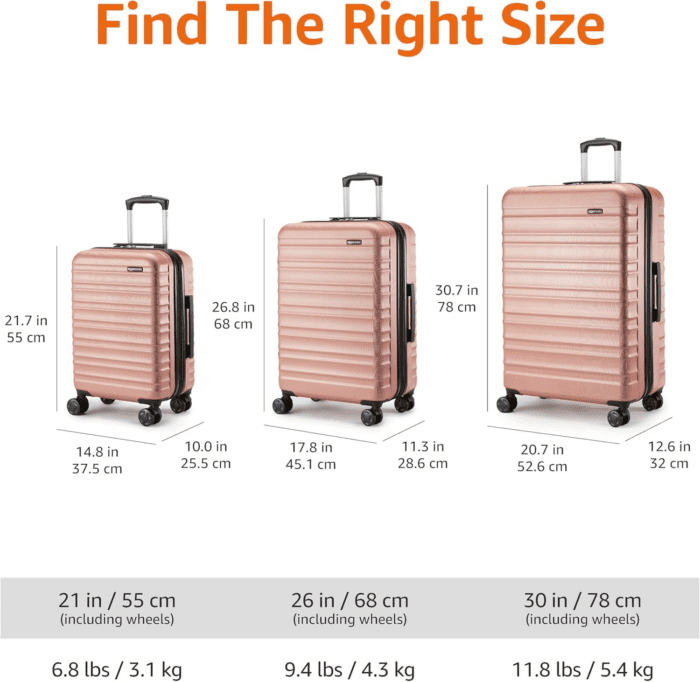 21-Inch Hardside Carry-On Luggage, Hardshell Suitcase with Wheels, Expandable for up to 25% More Space, with Scratch-Resistant Surface, Four Multi-Directional Wheels, Rose Gold - Image 4