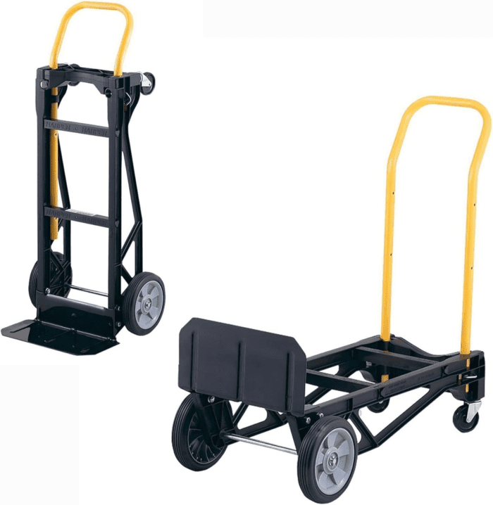 Trucks Heavy Duty Nylon Frame Convertible Hand Truck Dolly Cart with Adjustable Telescopic Frame and Pneumatic Wheels, Black - Image 7