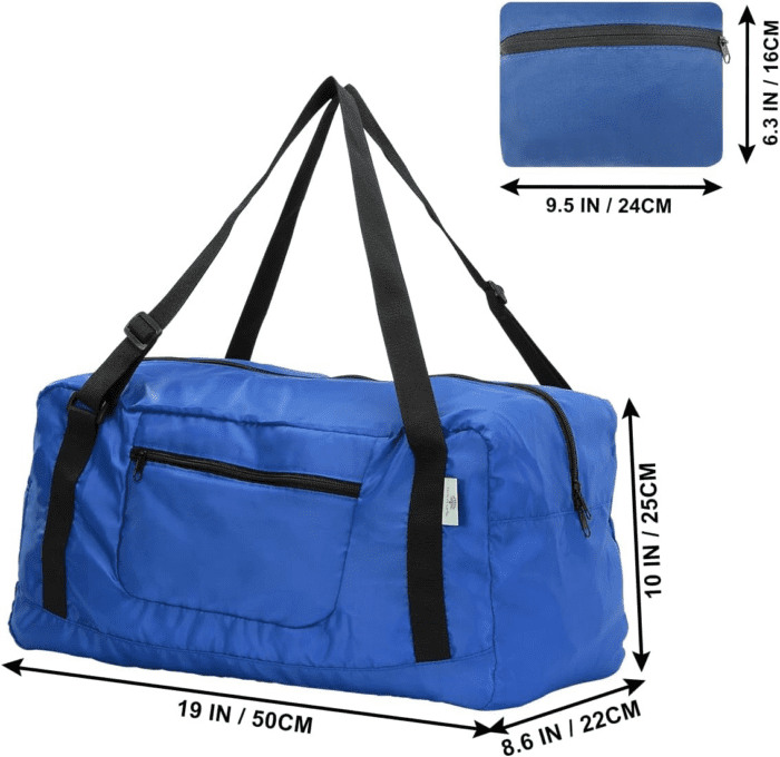 Foldable Travel Duffel Bag for Women & Men Luggage Great for Gym (Blue) - Image 2