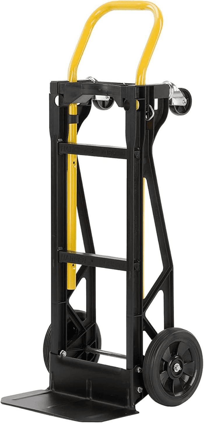 Trucks Heavy Duty Nylon Frame Convertible Hand Truck Dolly Cart with Adjustable Telescopic Frame and Pneumatic Wheels, Black