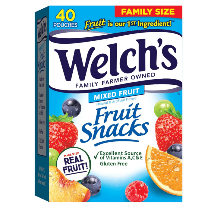 Welch’S Fruit Snacks, Mixed Fruit, Great for School Lunches, Bulk Pack, Gluten Free, Individual Single Serve Bags, 0.8 Oz (Pack of 40)