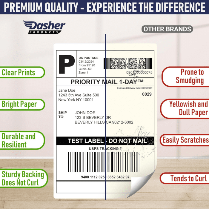 Thermal Shipping Labels Compatible with Dymo Labelwriter 4XL 1744907 4X6 Internet Postage Labels, Water Resistant, Strong Adhesive, Perforated, 220 per Roll, NOT for 5XL (4 Pack) - Image 4