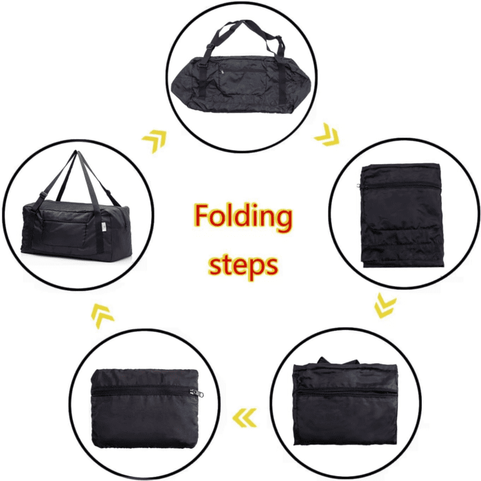 Foldable Travel Duffel Bag for Women & Men Luggage Great for Gym (Black) One_Size - Image 4