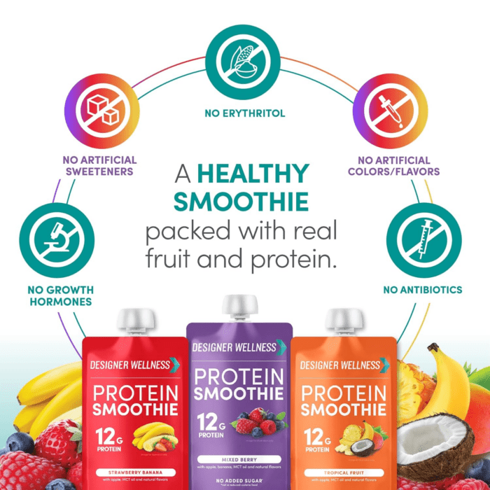 Protein Smoothie, Real Fruit, 12G Protein, Low Carb, Zero Added Sugar, Gluten-Free, Non-Gmo, No Artificial Colors or Flavors, Variety Pack, 12 Count - Image 4