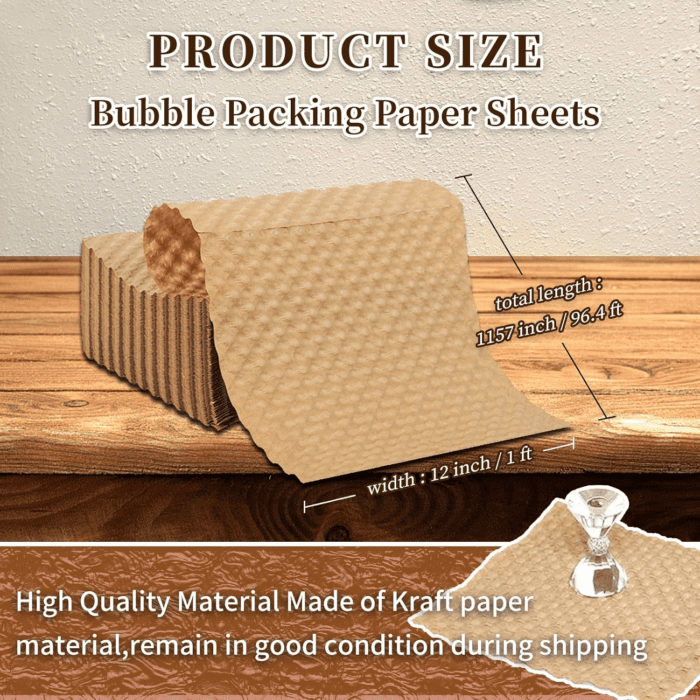 Bubble Paper Wrap for Packing Moving, Packing Paper for Moving Wrapping 12In*96Ft, Moving Supplies, Alternative to Plastic Bubble - Image 2