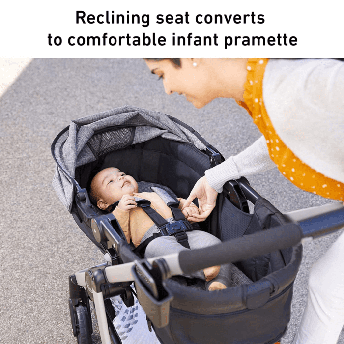 Redmond Modes Pramette Stroller, 3-In-1 Convertible: Car Seat Carrier, Infant Pramette to Toddler Stroller with Reversible Seat and One-Hand Fold - Image 4