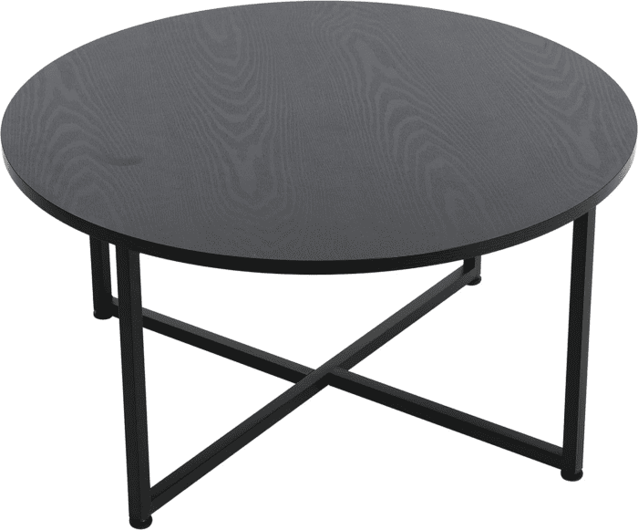 Jamestown round Coffee Table Black Oak Wood Grain and Black Metal - Image 4