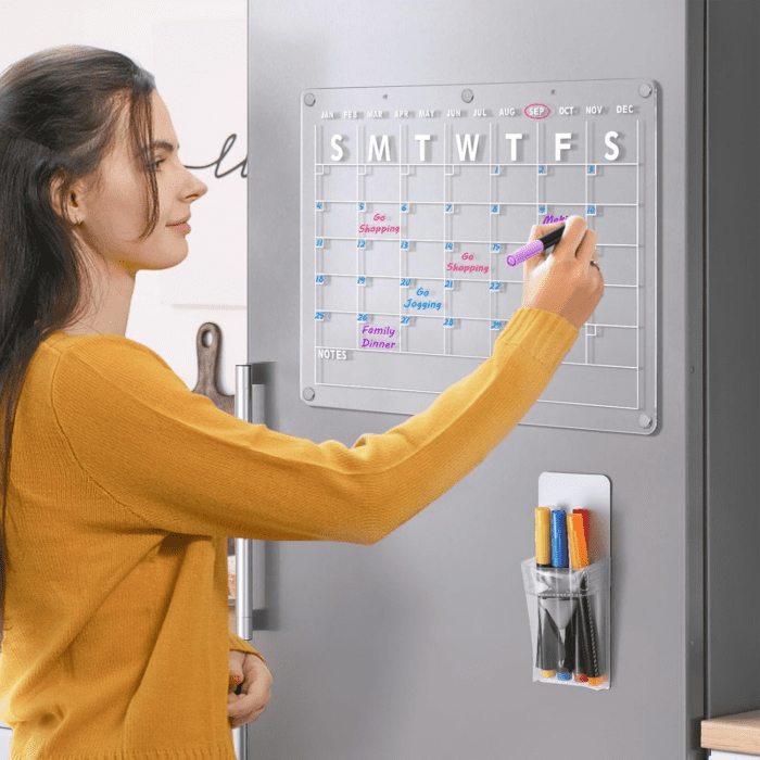 Acrylic Magnetic Dry Erase Board Calendar for Fridge, 16.5"X12" Inch Clear Dry Erase Calendar for Refrigerator, Magnetic Planning Calendar Includes 6 Colors Dry Erase Markers and Magnetic Pen Holder - Image 5