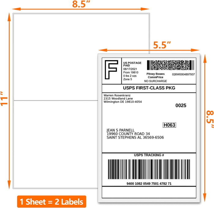 1000 Half Sheet Self Adhesive Shipping Labels, 8.5" X 5.5" Address Labels for Laser & Inkjet Printers(1000 Labels-500 Sheet) - Image 5