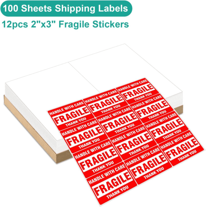 Half Sheet Self Adhesive Shipping Labels for Laser & Inkjet Printers, 200 Count - Image 3