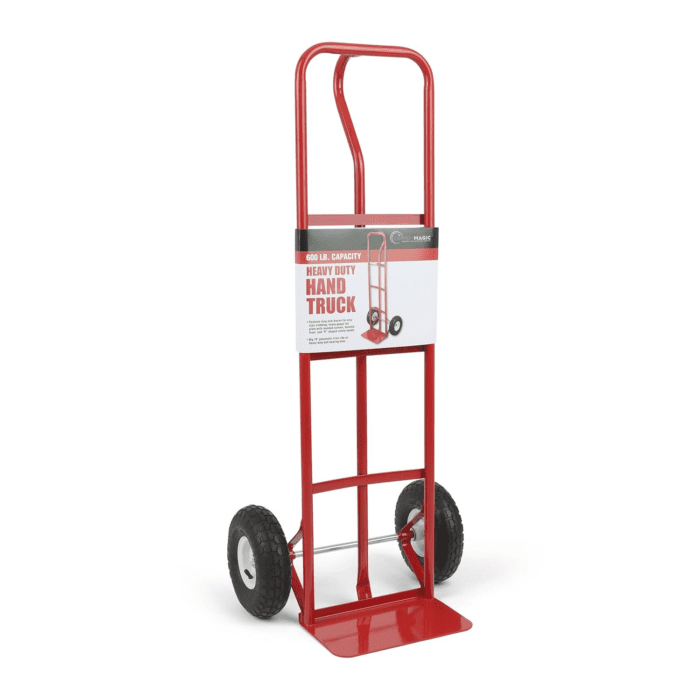 Steel Pneumatic Hand Truck Dolly - 600-Lb. Capacity, 10In. Tires, Premium American Red Finish