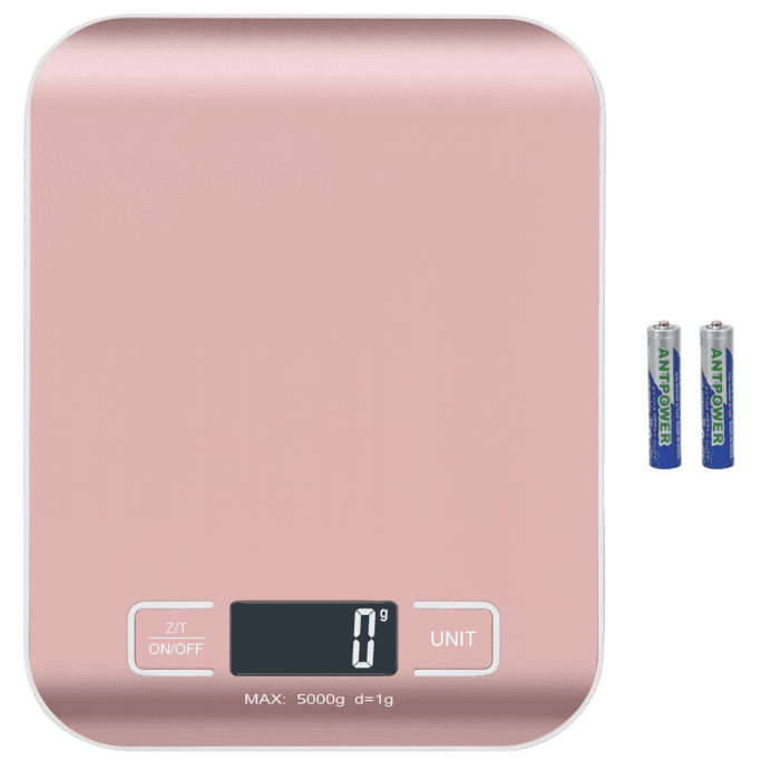 Digital Shipping Scale,Stainless Steel Panel, Accurate 5Kg/1G Portable Postal Scale for Packages, Small Business,Kitchen, Food, Handmade, Liquids, and Boutique (Rose Gold)